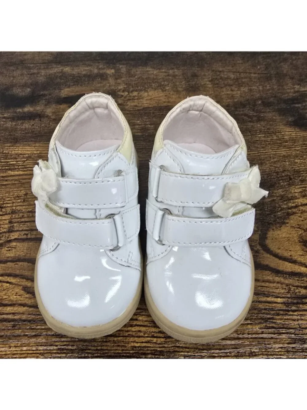 Rainbow Baby Patent Leather Shoes Toddler Girls Size 5 White Hearts Bow